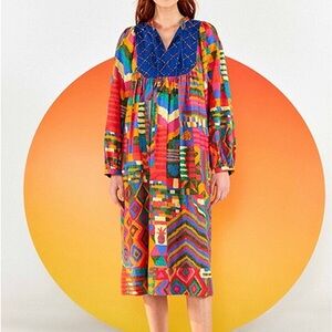 Farm Rio | dresses | NWT | size M | multicolor | Summer Patches Embroidered |